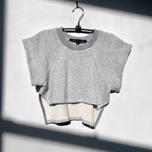 Dominic Louis Light Gray Short Sleeve Droptail Crop Top Sweatshirt sz 2 M